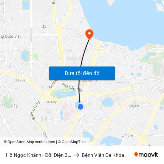 Hồ Ngọc Khánh - Đối Diện 37 Nguyễn Chí Thanh to Bệnh Viện Đa Khoa Quốc Tế Thu Cúc map