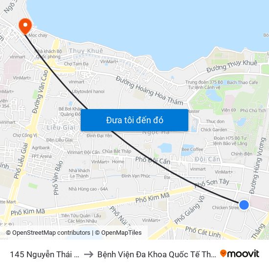 145 Nguyễn Thái Học to Bệnh Viện Đa Khoa Quốc Tế Thu Cúc map