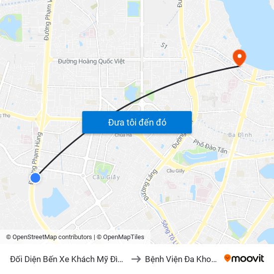 Đối Diện Bến Xe Khách Mỹ Đình - Phạm Hùng (Cột Trước) to Bệnh Viện Đa Khoa Quốc Tế Thu Cúc map