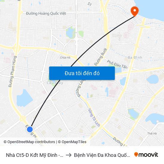 Nhà Ct5-D Kđt Mỹ Đình - Phạm Hùng to Bệnh Viện Đa Khoa Quốc Tế Thu Cúc map