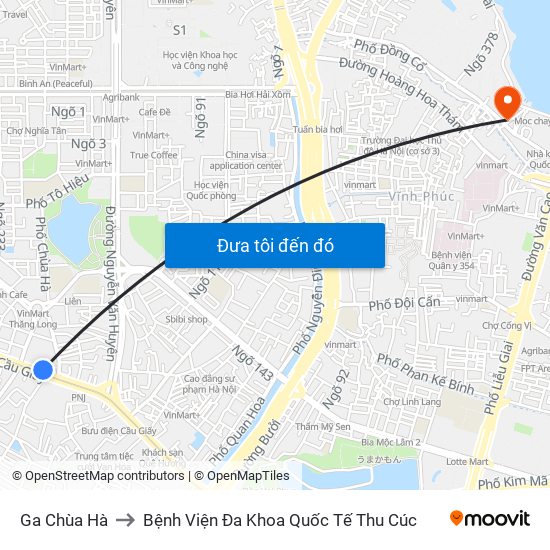 Ga Chùa Hà to Bệnh Viện Đa Khoa Quốc Tế Thu Cúc map