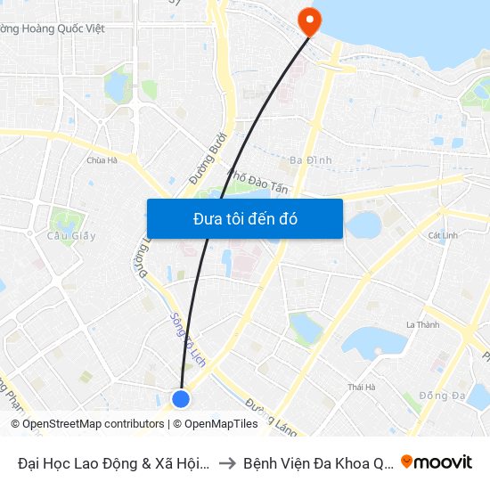 Đại Học Lao Động & Xã Hội - 43 Trần Duy Hưng to Bệnh Viện Đa Khoa Quốc Tế Thu Cúc map