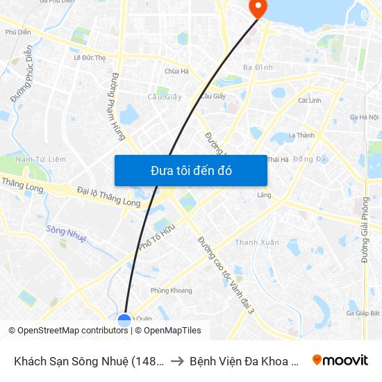 Khách Sạn Sông Nhuệ (148 Trần Phú- Hà Đông) to Bệnh Viện Đa Khoa Quốc Tế Thu Cúc map