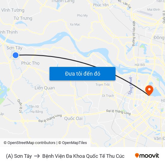 (A) Sơn Tây to Bệnh Viện Đa Khoa Quốc Tế Thu Cúc map