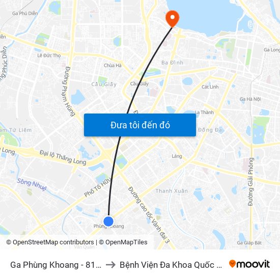 Ga Phùng Khoang - 81 Trần Phú to Bệnh Viện Đa Khoa Quốc Tế Thu Cúc map
