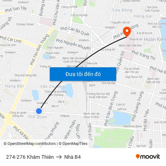 274-276 Khâm Thiên to Nhà B4 map