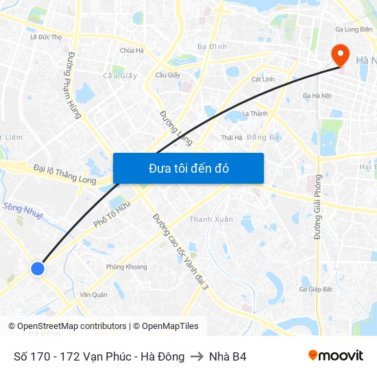 Số 170 - 172 Vạn Phúc - Hà Đông to Nhà B4 map