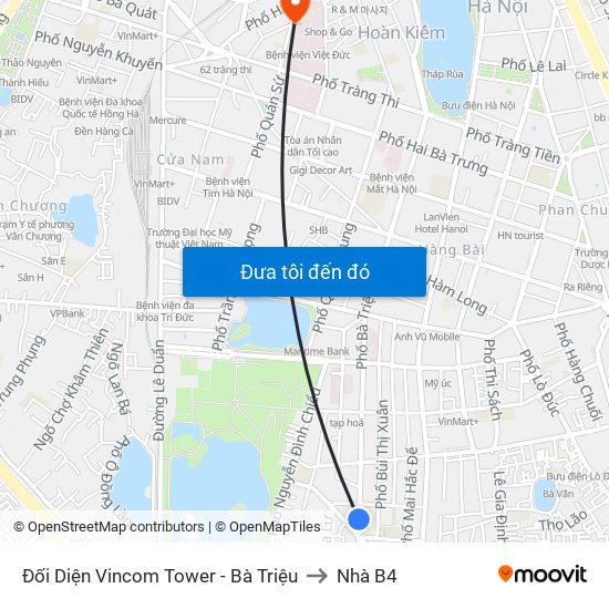 Đối Diện Vincom Tower - Bà Triệu to Nhà B4 map