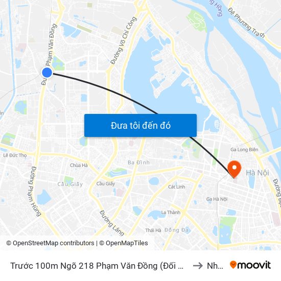 Trước 100m Ngõ 218 Phạm Văn Đồng (Đối Diện Công Viên Hòa Bình) to Nhà B4 map