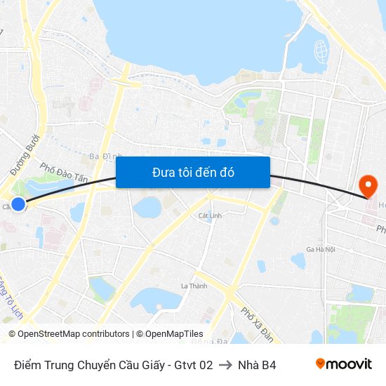 Điểm Trung Chuyển Cầu Giấy - Gtvt 02 to Nhà B4 map