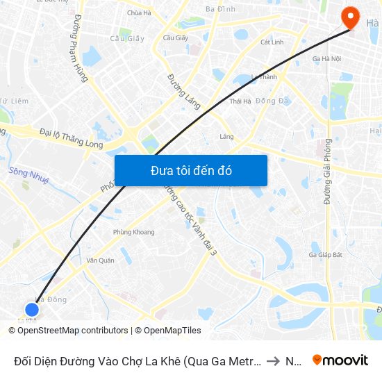 Đối Diện Đường Vào Chợ La Khê (Qua Ga Metro La Khê) - 405 Quang Trung (Hà Đông) to Nhà B4 map