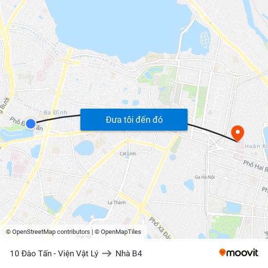 10 Đào Tấn - Viện Vật Lý to Nhà B4 map