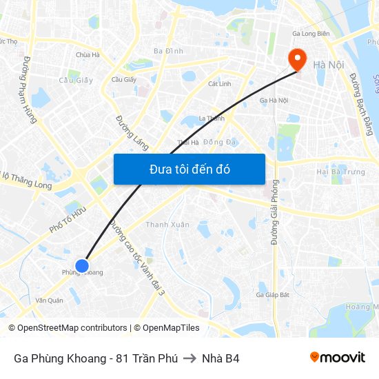 Ga Phùng Khoang - 81 Trần Phú to Nhà B4 map