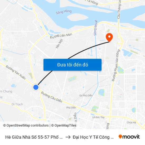 Hè Giữa Nhà Số 55-57 Phố Nhổn to Đại Học Y Tế Công Cộng map