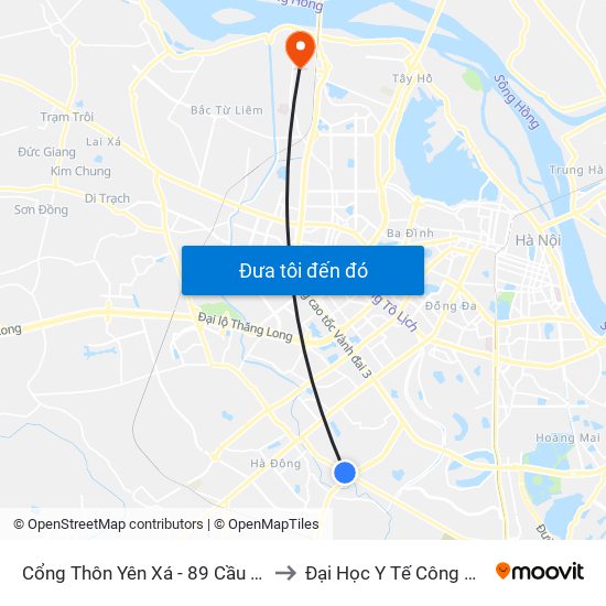 Cổng Thôn Yên Xá - 89 Cầu Bươu to Đại Học Y Tế Công Cộng map