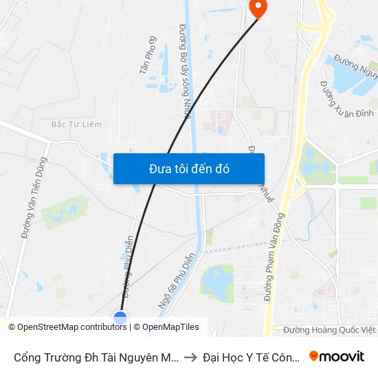 Cổng Trường Đh Tài Nguyên Môi Trường to Đại Học Y Tế Công Cộng map