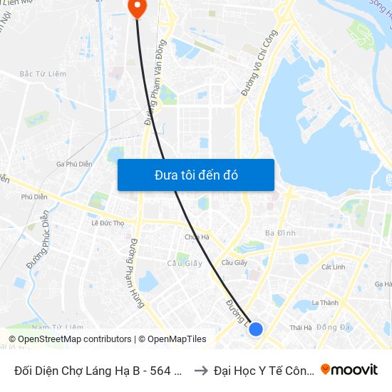 Đối Diện Chợ Láng Hạ B - 564 Đường Láng to Đại Học Y Tế Công Cộng map