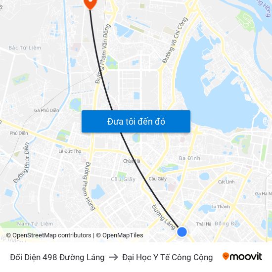 Đối Diện 498 Đường Láng to Đại Học Y Tế Công Cộng map