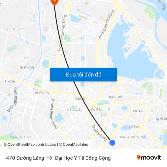 470 Đường Láng to Đại Học Y Tế Công Cộng map