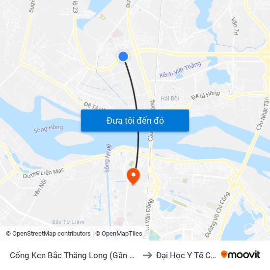 Cổng Kcn Bắc Thăng Long (Gần Cầu Vượt Bộ Hành) to Đại Học Y Tế Công Cộng map