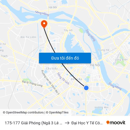 175-177 Giải Phóng (Ngã 3 Lê Thanh Nghị) to Đại Học Y Tế Công Cộng map