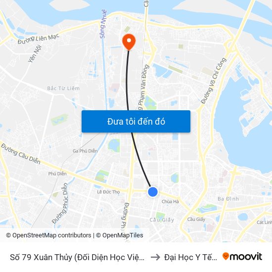 Số 79 Xuân Thủy (Đối Diện Học Viện Báo Chí Và Tuyên Truyền) to Đại Học Y Tế Công Cộng map