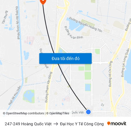 247-249 Hoàng Quốc Việt to Đại Học Y Tế Công Cộng map