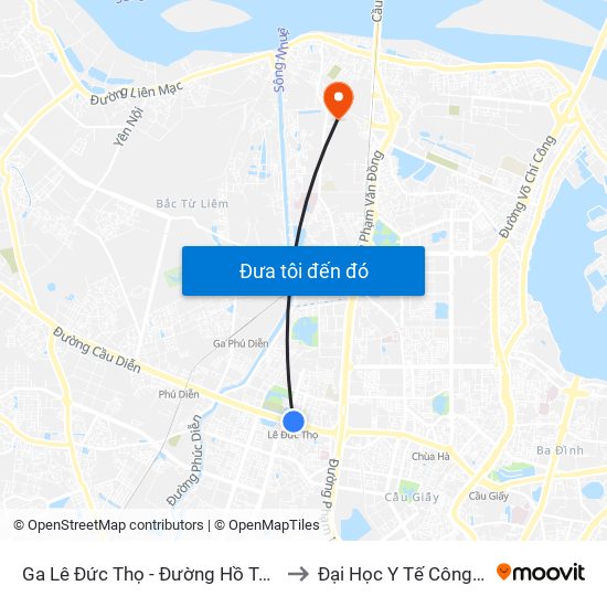 Ga Lê Đức Thọ - Đường Hồ Tùng Mậu to Đại Học Y Tế Công Cộng map