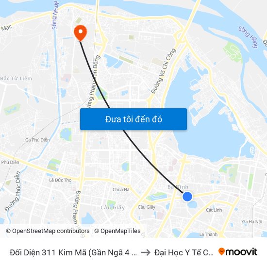 Đối Diện 311 Kim Mã (Gần Ngã 4 Kim Mã - Vạn Bảo) to Đại Học Y Tế Công Cộng map