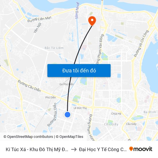 Kí Túc Xá - Khu Đô Thị Mỹ Đình II to Đại Học Y Tế Công Cộng map