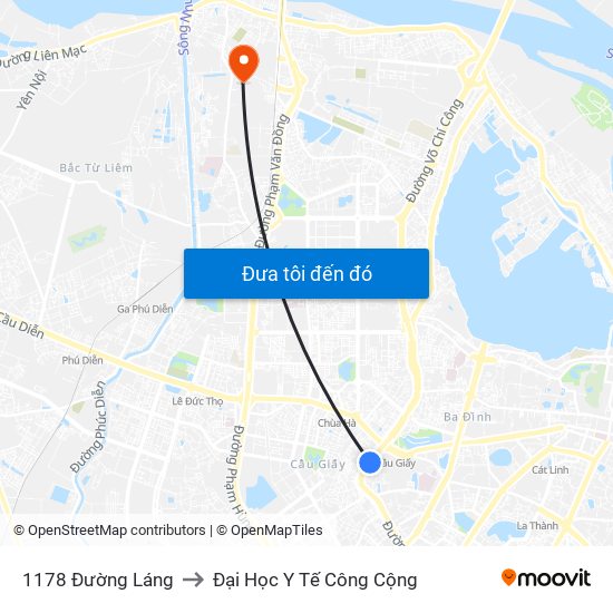 1178 Đường Láng to Đại Học Y Tế Công Cộng map