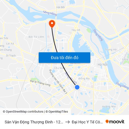 Sân Vận Động Thượng Đình - 129 Nguyễn Trãi to Đại Học Y Tế Công Cộng map