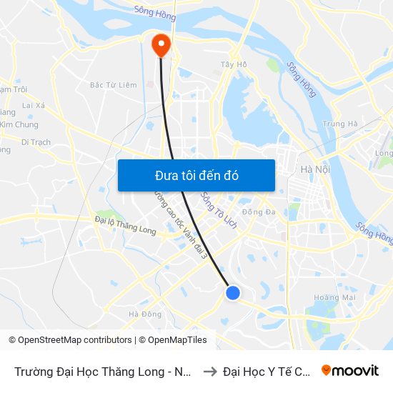 Trường Đại Học Thăng Long - Nghiêm Xuân Yêm to Đại Học Y Tế Công Cộng map