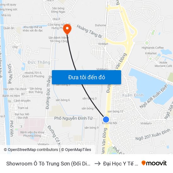 Showroom Ô Tô Trung Sơn (Đối Diện 315 Phạm Văn Đồng) to Đại Học Y Tế Công Cộng map