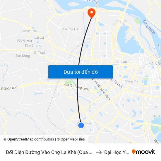 Đối Diện Đường Vào Chợ La Khê (Qua Ga Metro La Khê) - 405 Quang Trung (Hà Đông) to Đại Học Y Tế Công Cộng map