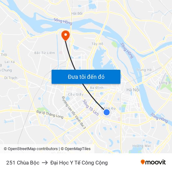 251 Chùa Bộc to Đại Học Y Tế Công Cộng map