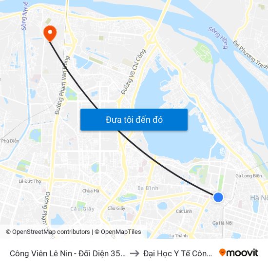 Công Viên Lê Nin - Đối Diện 35 Trần Phú to Đại Học Y Tế Công Cộng map