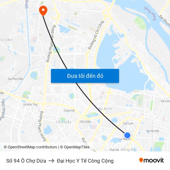 Số 94 Ô Chợ Dừa to Đại Học Y Tế Công Cộng map