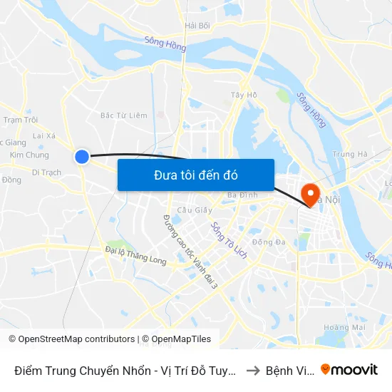 Điểm Trung Chuyển Nhổn - Vị Trí Đỗ Tuyến 20, 29, 32 (Chiều Sơn Tây - Hà Nội)- Đường 32 to Bệnh Viện Việt Đức map