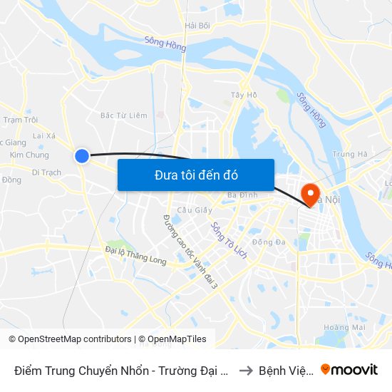 Điểm Trung Chuyển Nhổn - Trường Đại Học Công Nghiệp Hà Nội - Đường 32 to Bệnh Viện Việt Đức map