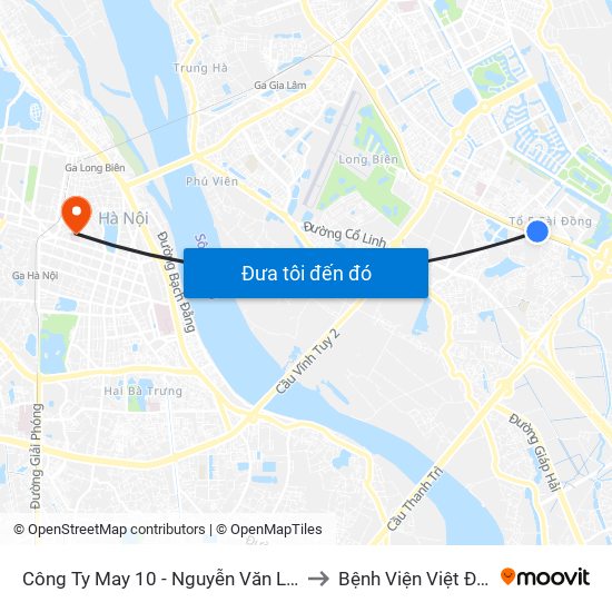 Công Ty May 10 - Nguyễn Văn Linh to Bệnh Viện Việt Đức map