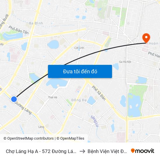 Chợ Láng Hạ A - 572 Đường Láng to Bệnh Viện Việt Đức map