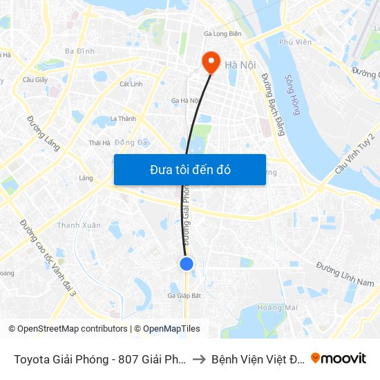 Toyota Giải Phóng - 807 Giải Phóng to Bệnh Viện Việt Đức map