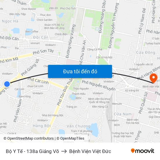 Bộ Y Tế - 138a Giảng Võ to Bệnh Viện Việt Đức map