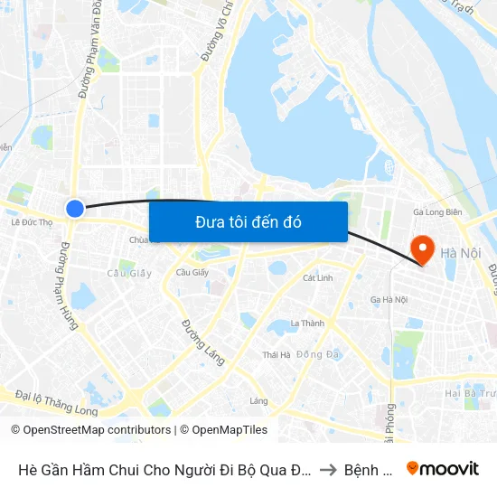 Hè Gần Hầm Chui Cho Người Đi Bộ Qua Đường Khu Vực Cầu Mai Dịch (Trước Cổng Trường Đhnn 70m) to Bệnh Viện Việt Đức map