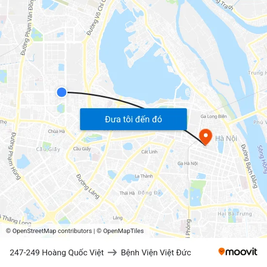 247-249 Hoàng Quốc Việt to Bệnh Viện Việt Đức map