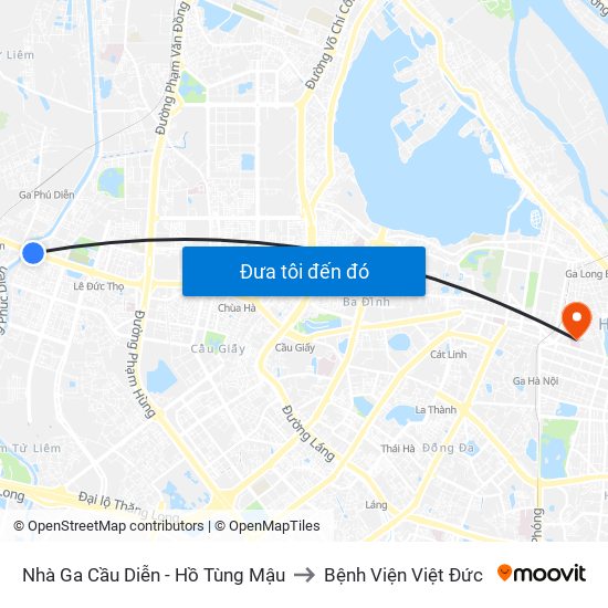 Nhà Ga Cầu Diễn - Hồ Tùng Mậu to Bệnh Viện Việt Đức map