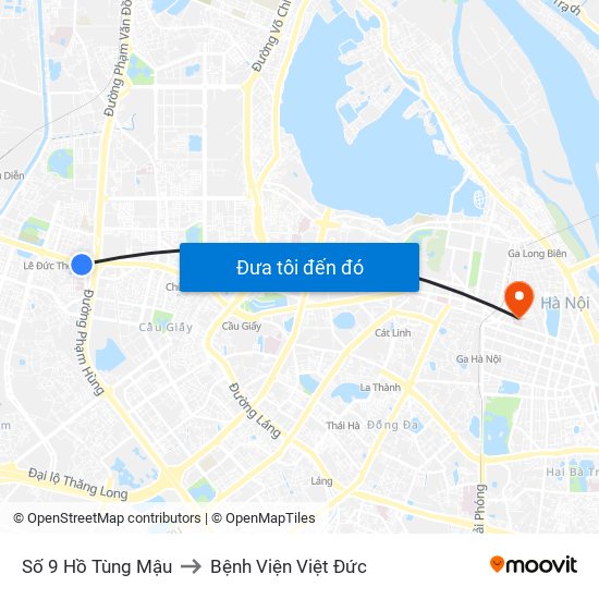 Số 9 Hồ Tùng Mậu to Bệnh Viện Việt Đức map