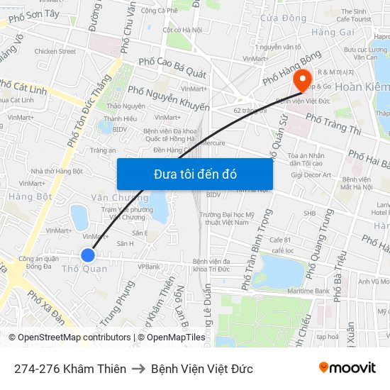 274-276 Khâm Thiên to Bệnh Viện Việt Đức map