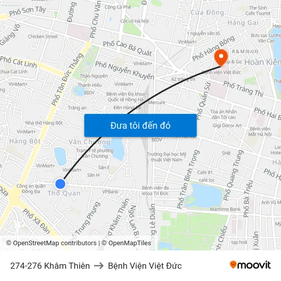 274-276 Khâm Thiên to Bệnh Viện Việt Đức map